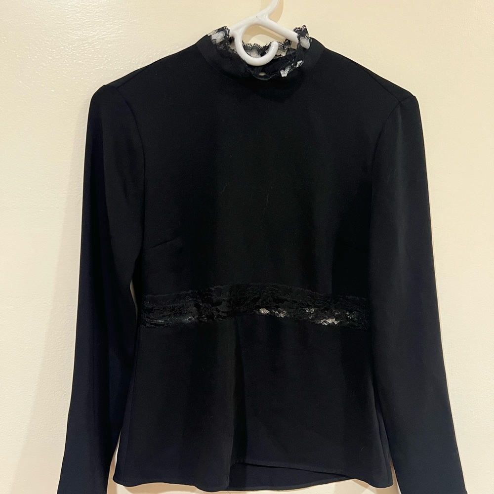 Babaton Black Lace Accent Blouse size xxs